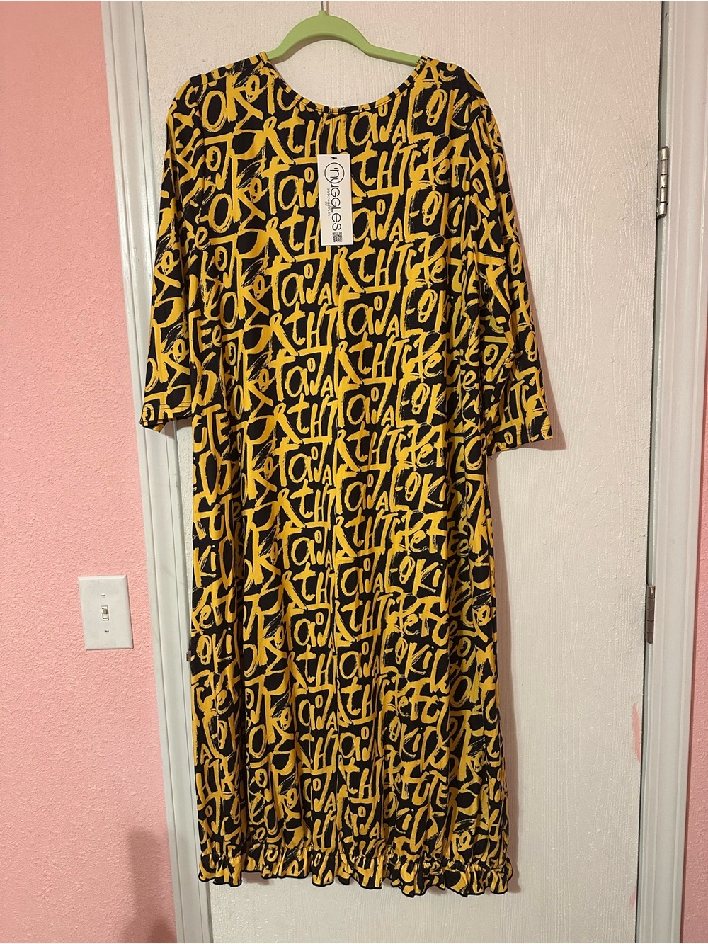 Nuggles Black and Yellow Graphic Print Long Dress